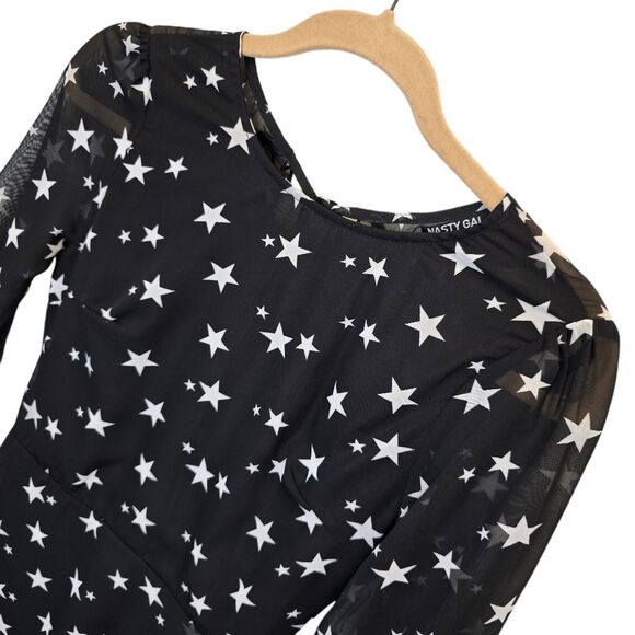 NWT Nasty Gal Women's Sz 2 Star Backless Mini Skater Dress Black White - Picture 5 of 15